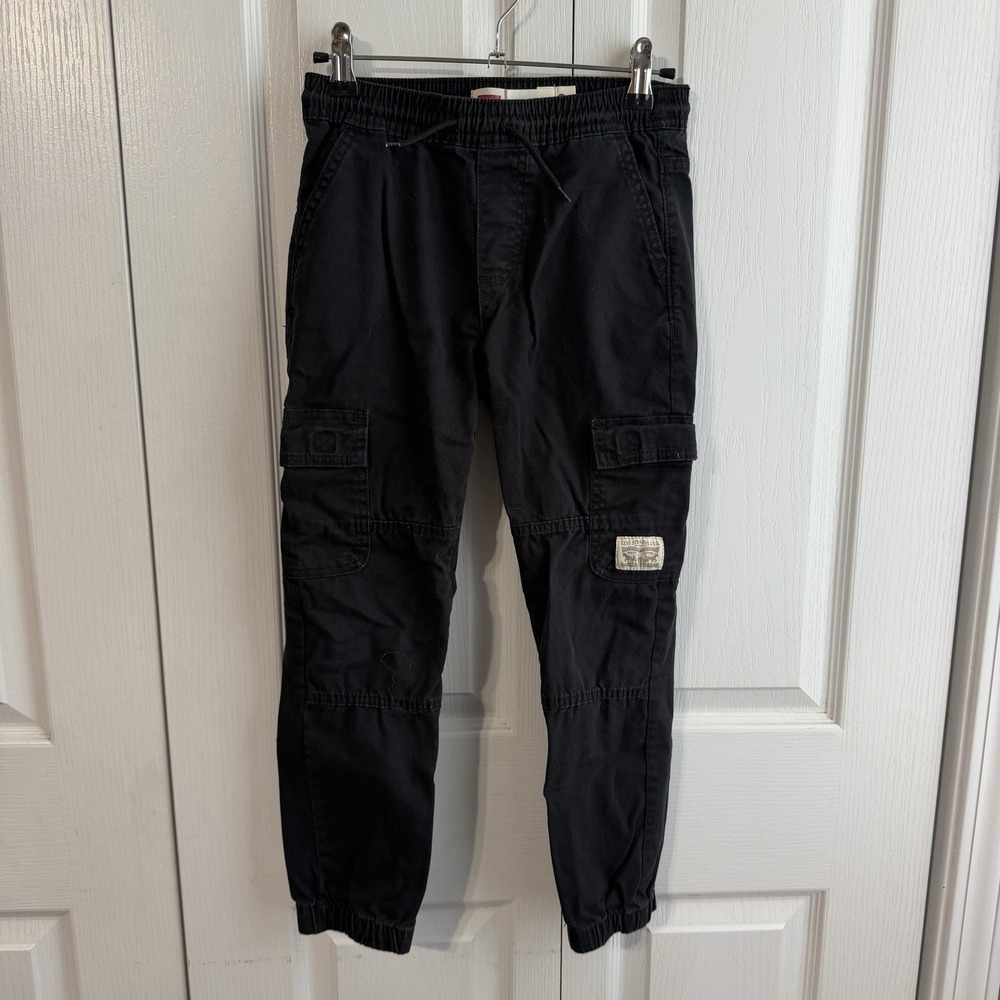 Levi's Black Cargo Pocket Jogger Pants Boys Size Small School Travel Play Casual